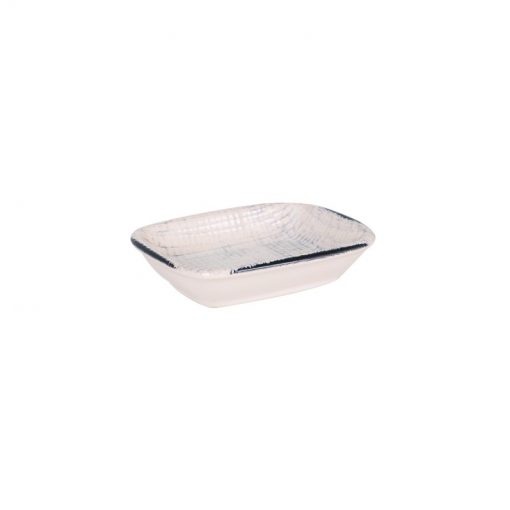 Bandejita 11,5x8,5cm ALDANA porcelana blanca-azul