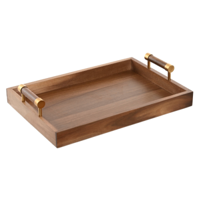 Bandeja rectangular 39x26cm ACACIA madera asa metal