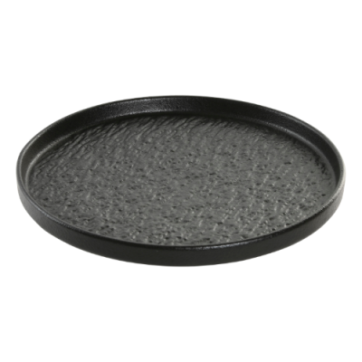 Plato llano con ala 25cm PIZARRA porcelana negra