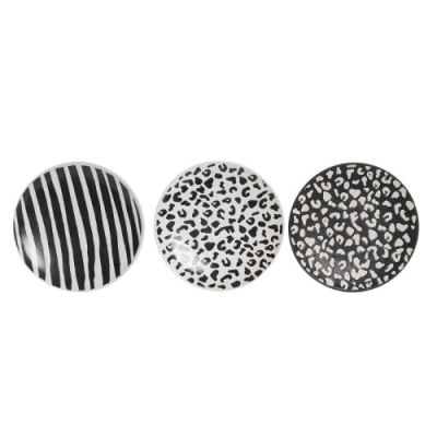 Plato postre 20cm SALVAJE stoneware blanco/negro (colores surtidos)