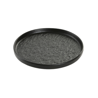 Plato postre con ala 22cm PIZARRA porcelana negra